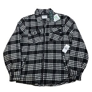 Sovereign Code Shirt Jacket Mens Small Black White Plaid Quilted‎ Lined Zip NEW